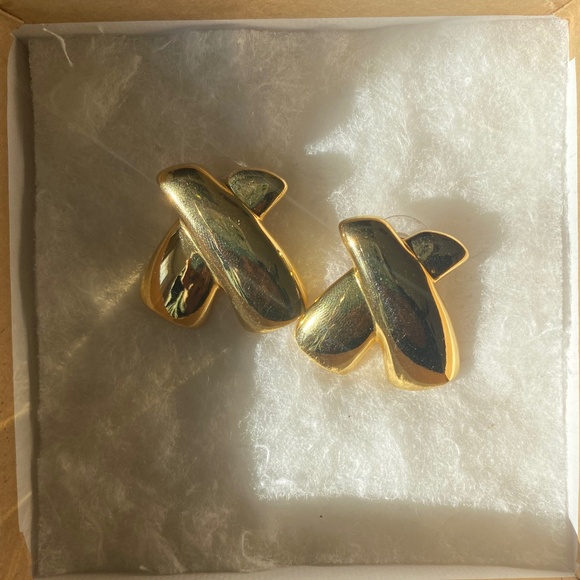 Vintage Gold Toned Cross Earrings - Picture 1 of 3